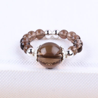 Handmade Gemstone Beaded Ring Adjustable Tea-warna Citrine Stone Ring Untuk pesta pemakaian sehari-hari