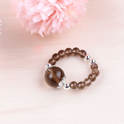 Handmade Gemstone Beaded Ring Adjustable Tea-warna Citrine Stone Ring Untuk pesta pemakaian sehari-hari