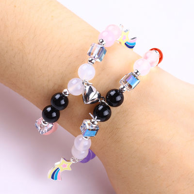 8MM Multi-Color Natural Crystal Persahabatan Perhiasan Jarak Gelang Hati Magnet Gelang Untuk Hadiah