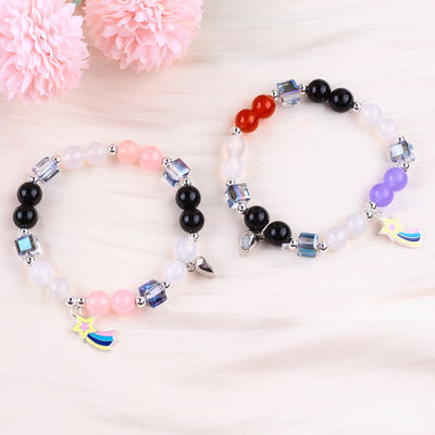 8MM Multi-Color Natural Crystal Persahabatan Perhiasan Jarak Gelang Hati Magnet Gelang Untuk Hadiah
