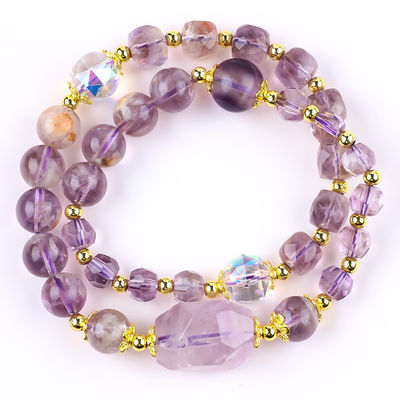 Double Layer Purple Azeztulite 12mm 14mm Bead Bracelet OEM ODM