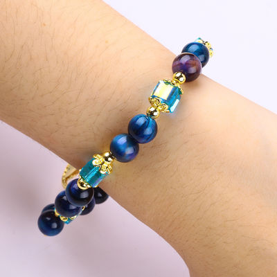 Healing Natural Crystal 8mm Rainbow Tiger Eye Tree Of Life Bead Bracelet Untuk Pakai Sehari-hari
