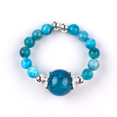 4mm Handmade Batu permata Pered Ring Adjustable Biru Apatite Batu Ring Untuk pesta Pakai harian