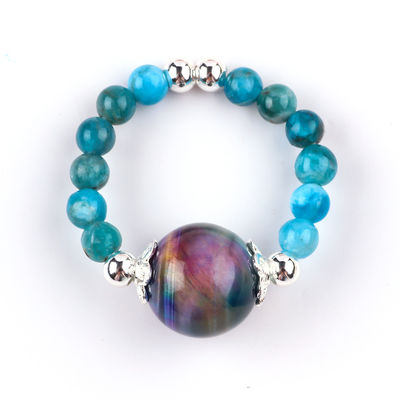 4mm Handmade Permata Permata Ring Adjustable Elastic Biru Apatite Batu Ring Withth Warna Tiger's Eye Bead Untuk Partai D