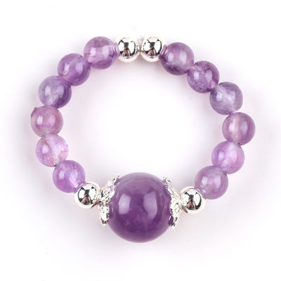 4mm Handmade Batu permata Pered Ring Adjustable Elastic Amethyst Stone Ring Untuk pesta pemakaian sehari-hari