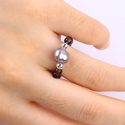 4mm Handmade Gemstone Beaded Ring Adjustable Elastic Citrine Stone Ring Warna Teh Dengan Peel Untuk Pakaian Setiap Hari
