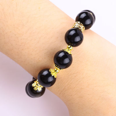 Batu Semi-harganya Obsidian Emas Dengan Perak Obsidian Kupu-kupu Bentuk Bulat Manik Gelang