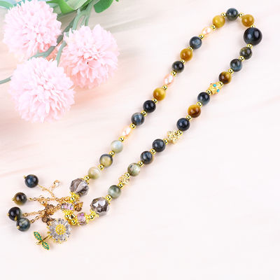 8mm unik dengan mata harimau mimpi Mata matahari Bunga Spinner Charm Blessing Crystal Double Layer Bracelet