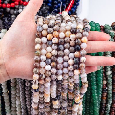 Genuine Natural Bamboo Agate Batu permata Untuk Perhiasan Membuat Diy Gelang Kalung Cincin