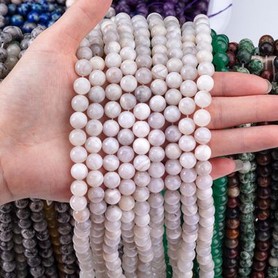 8mm White Crazy Lace Agate Loose Beads OEM ODM Untuk Kerajinan DIY