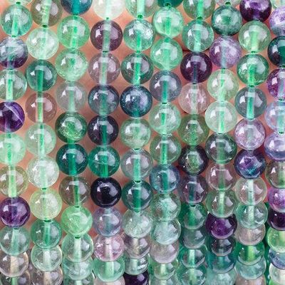 8mm Permata Fluorit Berwarna Manik-manik Crystal Healing Manik-manik Untuk Pembuat Perhiasan