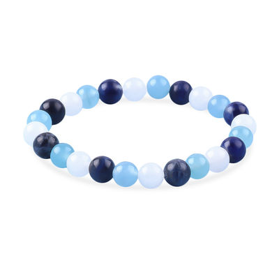 Kuarsa bening / Sodalite / Kalsedon Biru 8mm Energi Positif Kristal Manik Gelang