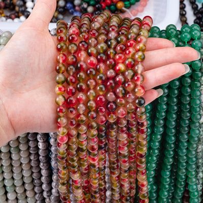 8mm Clear Flower Agate Stone Gemstone Healing Crystal Stone Beads untuk pembuatan perhiasan