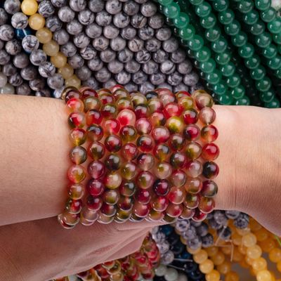 8mm Clear Flower Agate Stone Gemstone Healing Crystal Stone Beads untuk pembuatan perhiasan