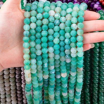 Polished 8mm Green Weathered Natural Amethyst Crystal Beads Untuk Kalung Gelang