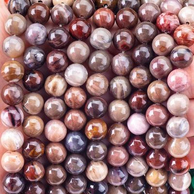8MM Kayu Jasper Batu Kristal Nyata Bulat Lolos Manik Untuk Perhiasan Manik buatan tangan