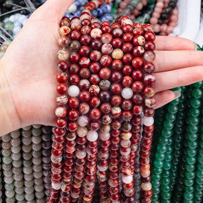 Natural Polished Crystal Red Jasper Gemstone Beads 8MM Untuk DIY Perhiasan Unik