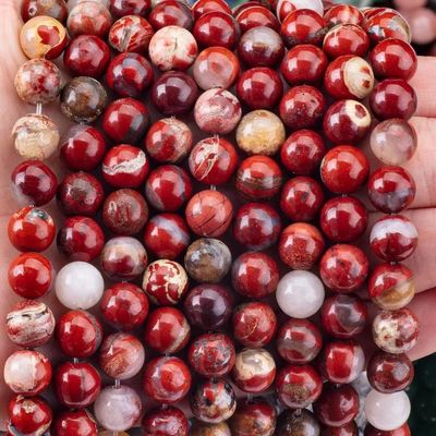 Natural Polished Crystal Red Jasper Gemstone Beads 8MM Untuk DIY Perhiasan Unik