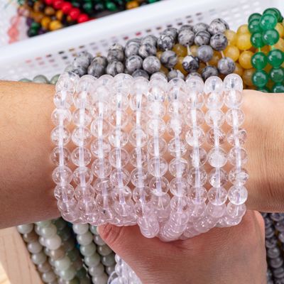 Bulat Kuarsa Bersih Manik-manik Crystal Healing Untuk pembuatan perhiasan