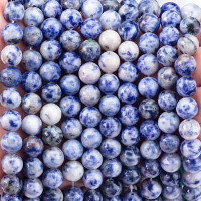 Spiritual Natural Blue Dot Stone 8MM Bulat Perhiasan Lolos Untuk Handmade Dan Keychain