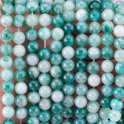 8mm Blue Jade Gemstone Beads Healing Crystal Stone Beads untuk pembuatan perhiasan