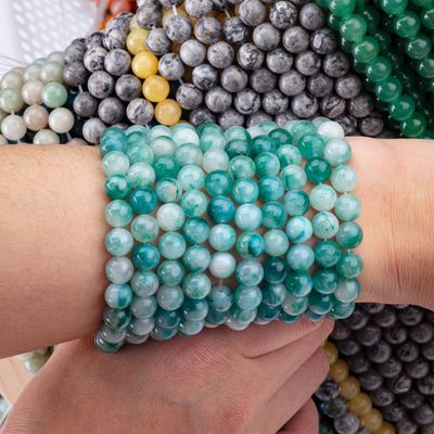 8mm Blue Jade Gemstone Beads Healing Crystal Stone Beads untuk pembuatan perhiasan