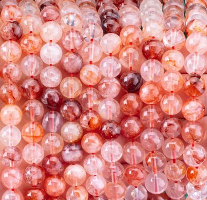 Energi penyembuhan Api Merah Kuarsa Bulat Batu Permata Semi Berharga