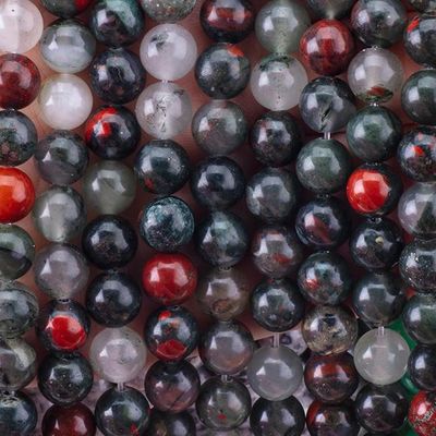8mm Batu Darah Afrika Batu Permata Healing Crystal Batu Manik Untuk Perhiasan Membuat