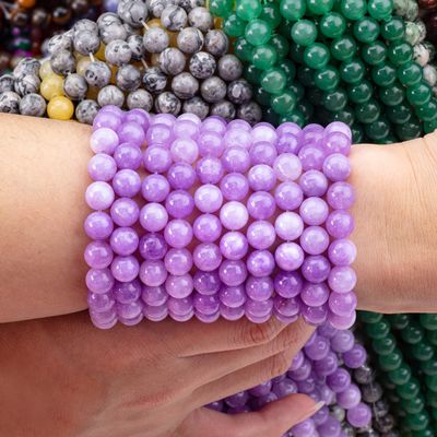 8mm Violet Jade Batu permata manik-manik Crystal Batu penyembuhan Manik-manik untuk pembuatan perhiasan
