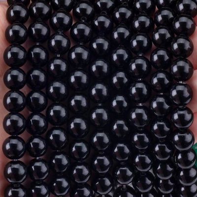 Natural Crystal Black Obsidian 8MM Round Loose Gemstone Bead Untuk Membuat Perhiasan DIY
