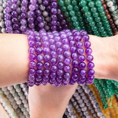 Batu Ungu Bulat Semi Berharga 6mm Amethyst Batu permata manik-manik