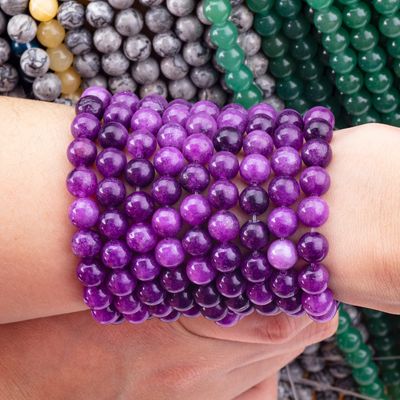 8mm Dark Violet Jade Gemstone Beads Healing Crystal Stone Beads untuk pembuatan perhiasan