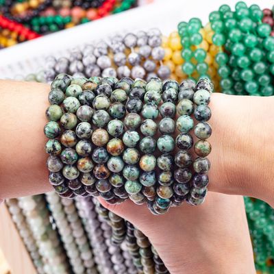 Perhiasan buatan tangan membuat 8mm Afrika kristal pirus manik-manik batu permata longgar manik-manik