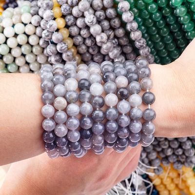 Abu-abu Berkerut Kuarsa Lolos Bead Strands Semi Batu Harganya Batu Kristal Alam Batu permata untuk DIY Perhiasan Membuat