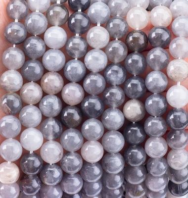 Abu-abu Berkerut Kuarsa Lolos Bead Strands Semi Batu Harganya Batu Kristal Alam Batu permata untuk DIY Perhiasan Membuat