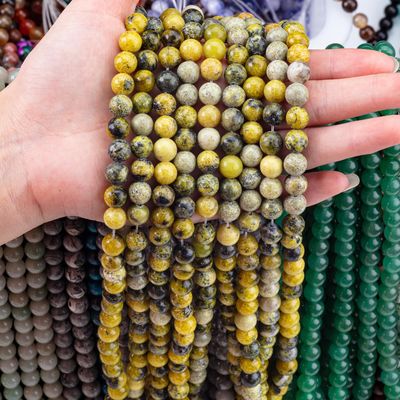 Batu permata yang dipoles 6mm 8mm Manik Howlite Kuning untuk pembuatan kerajinan