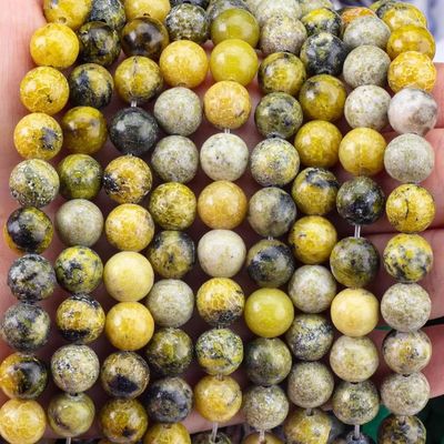 Batu permata yang dipoles 6mm 8mm Manik Howlite Kuning untuk pembuatan kerajinan