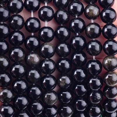 8mm Emas Obsidian Batu permata manik-manik Crystal Batu penyembuhan manik-manik untuk pembuatan perhiasan