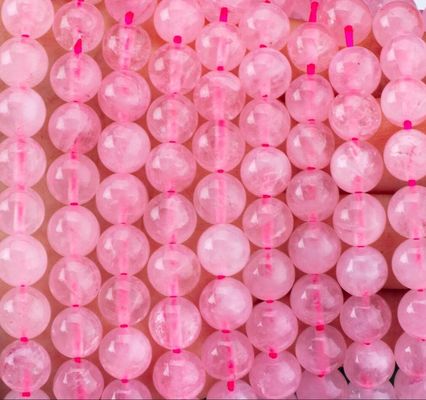 Natural Crystal Gemstone Rose Quartz Loose Bead Strands Semi Precious Stone untuk pembuatan perhiasan DIY