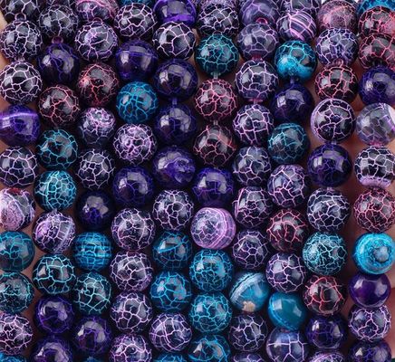 Shinny Weathered Agate Loose Bead Strands Semi Precious Stone Cracked Agate untuk pembuatan perhiasan DIY