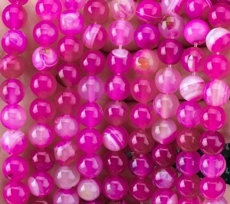 Natural Fuchsia Striped Agate Loose Bead Strands untuk pembuatan perhiasan
