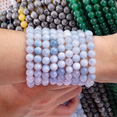 Batu Semi Hargai Cahaya Aquamarine Lolos Bead Strands Batu permata kristal alami untuk pembuatan perhiasan DIY