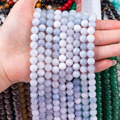 Batu Semi Hargai Cahaya Aquamarine Lolos Bead Strands Batu permata kristal alami untuk pembuatan perhiasan DIY