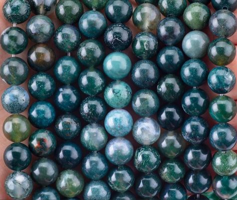 Round Moss Agate Bead 4mm Batu permata manik-manik untuk membuat perhiasan DIY