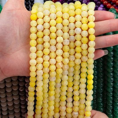 Agate Kuning Berubah Warna Bulat Manik-manik Semi Hargati Untaian Manik-manik Lolos Untuk Membuat Perhiasan DIY