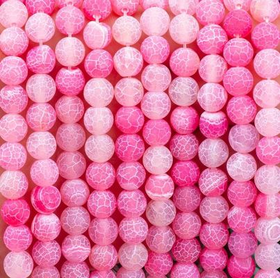 Fuchsia Agate Weathered Strands Perhiasan Lolos Matt Frosted Agate Retak Batu Semi Berharga