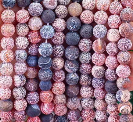 Dream Weathered Agate Loose Bead Strands Semi Precious Stone Matt Frosted Cracked Agate untuk pembuatan perhiasan DIY