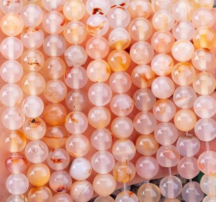 Pola Bunga Agate Putih Manik-manik Semi Berharga 4/6/8/10/12mm