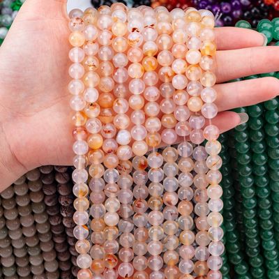 Pola Bunga Agate Putih Manik-manik Semi Berharga 4/6/8/10/12mm