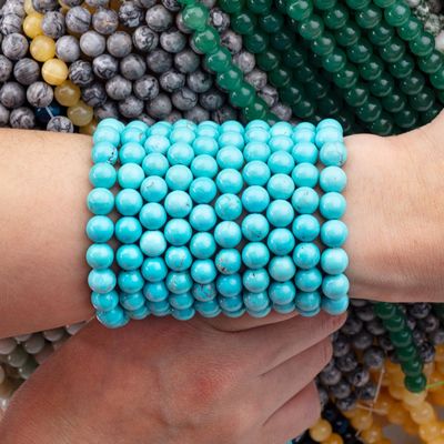 Turquoise Loose Bead Strands Semi Precious Stone Crystal Gemstone untuk pembuatan perhiasan DIY